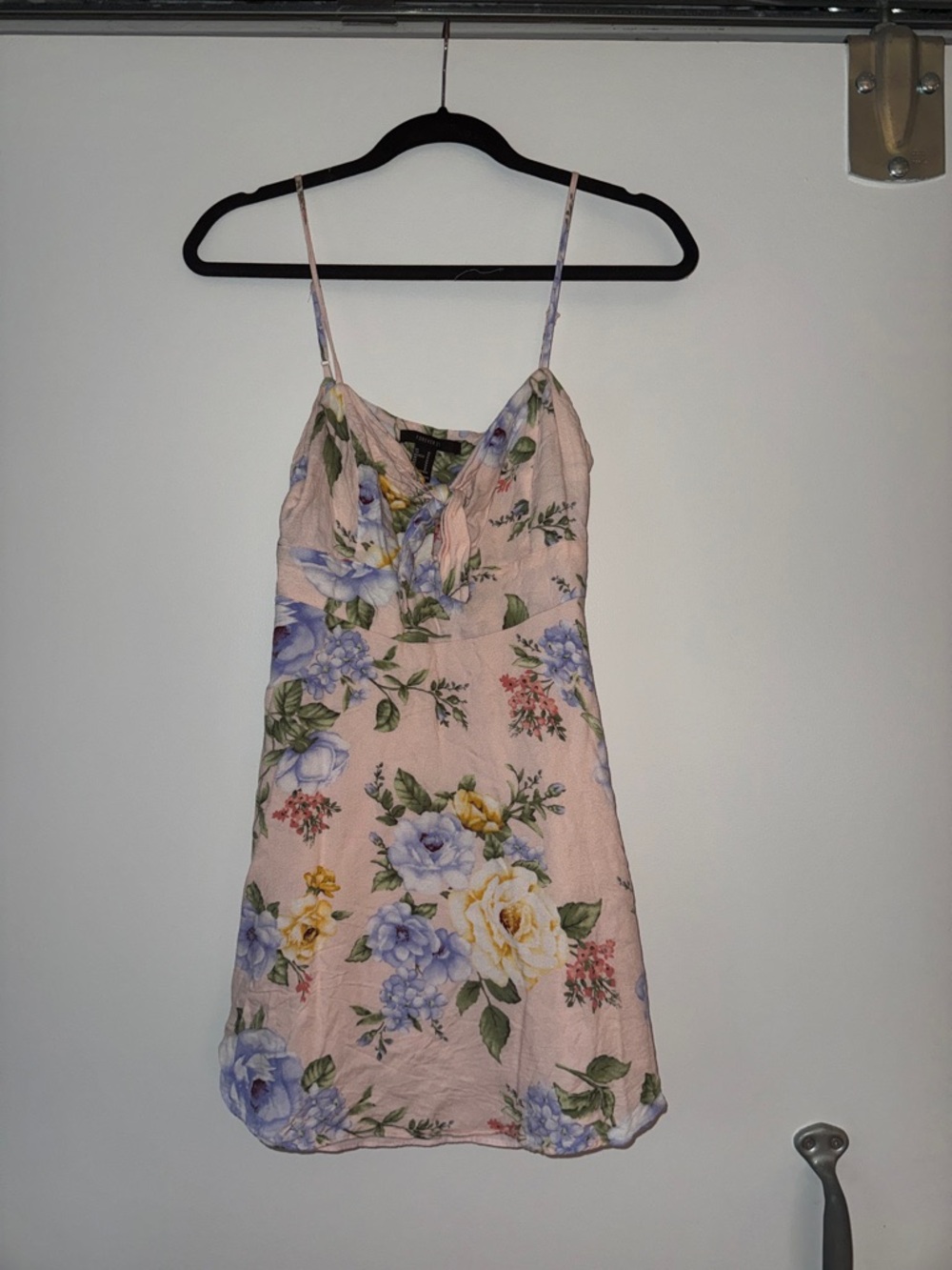 Forever 21 Pink Floral Slip Dress with Blue & Yellow Accents
